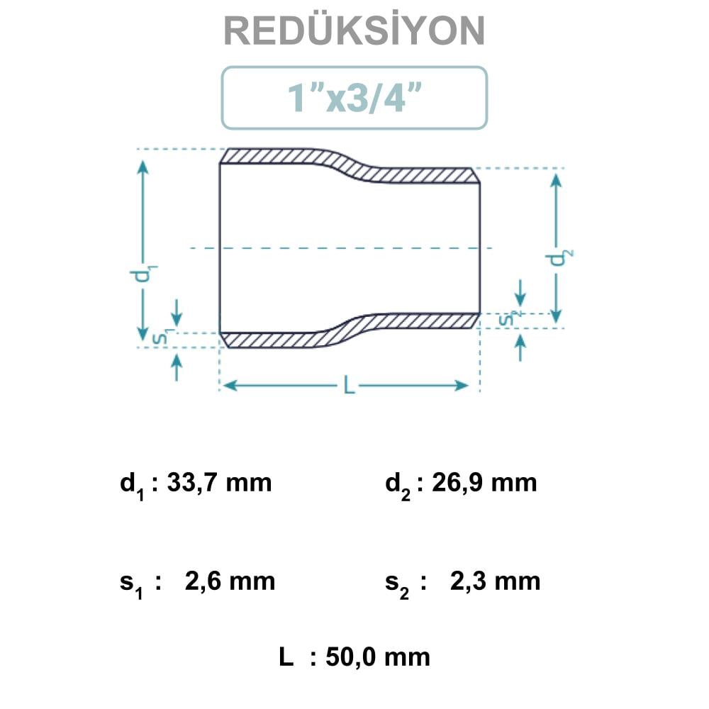 1x3/4 Konsantrik Patent Redüksiyon