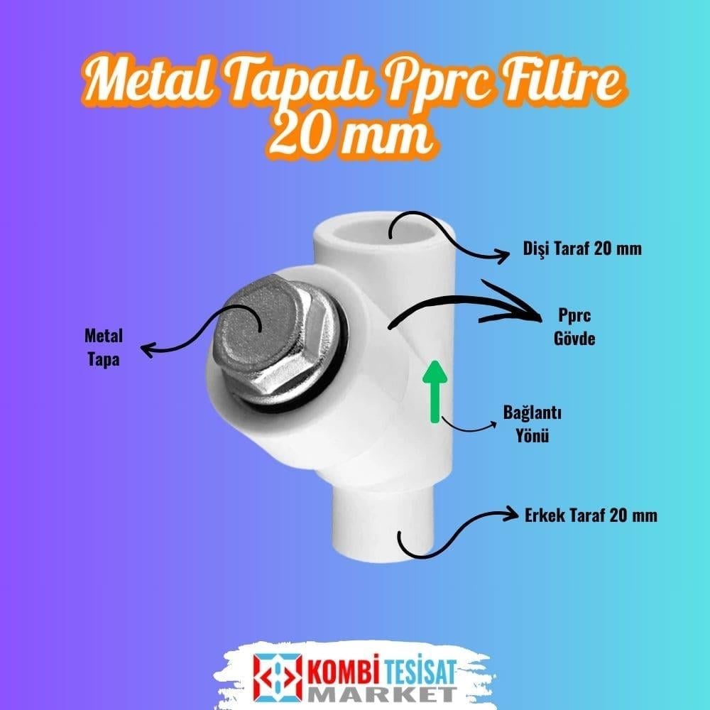 20 mm Metal Tapalı Pprc Filtre-Plastik Erkek Pislik Tutucu