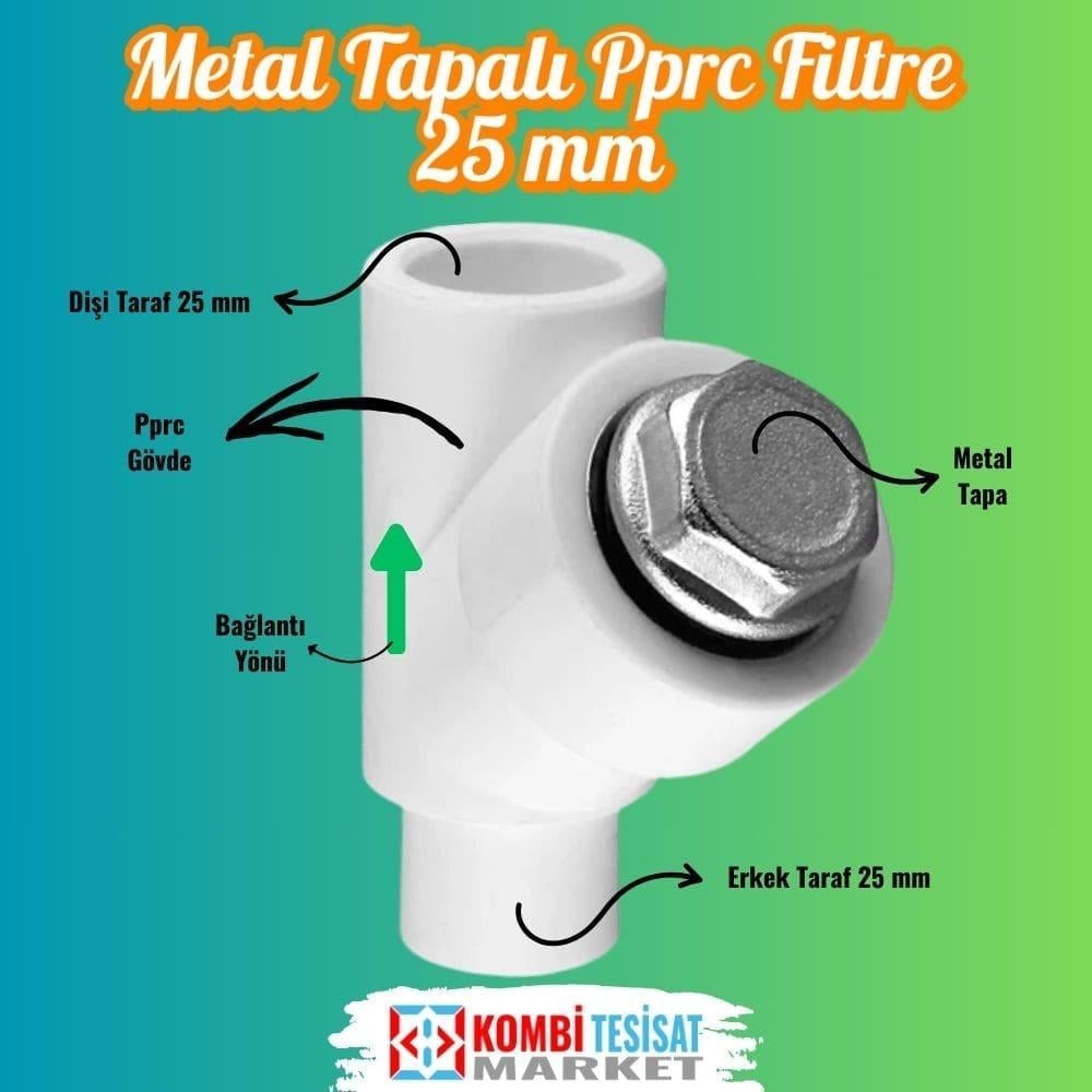 25 mm Metal Tapalı Pprc Filtre-Plastik Erkek Pislik Tutucu