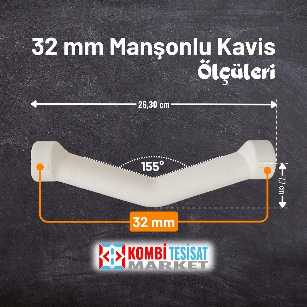32 mm Pprc Manşonlu Kavis Ölçüleri