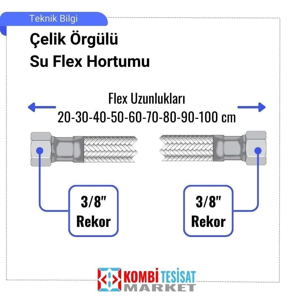 3/8x3/8-40 cm Su Bağlantı Flex Hortumu
