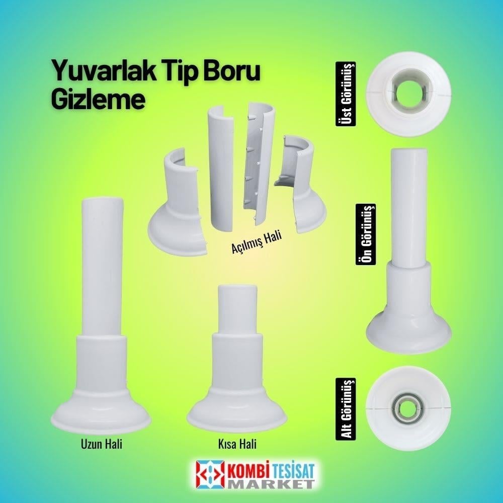 Boru Gizleme Aparatı Tekli Ayarlı Hareketli Yuvarlak Beyaz