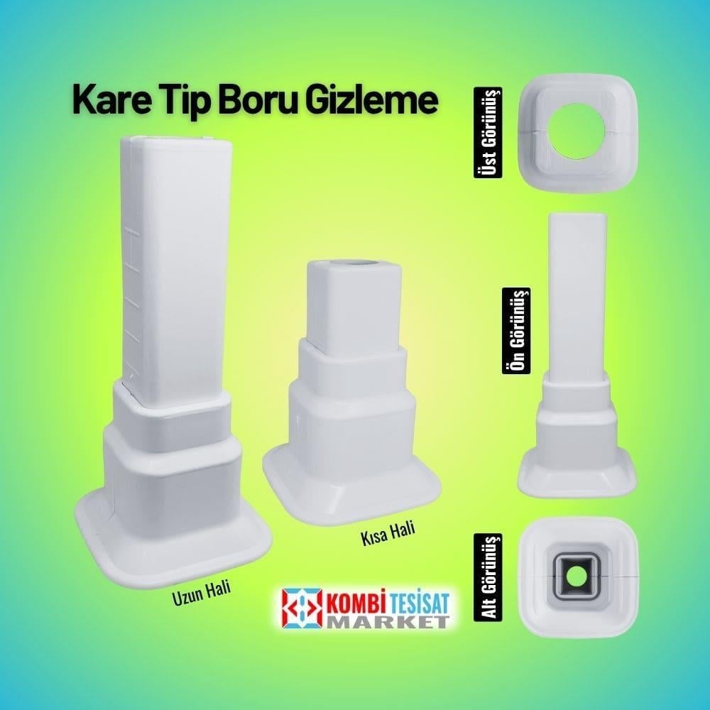 Boru Gizleme Aparatı Tekli Ayarlı Hareketli Kare Beyaz