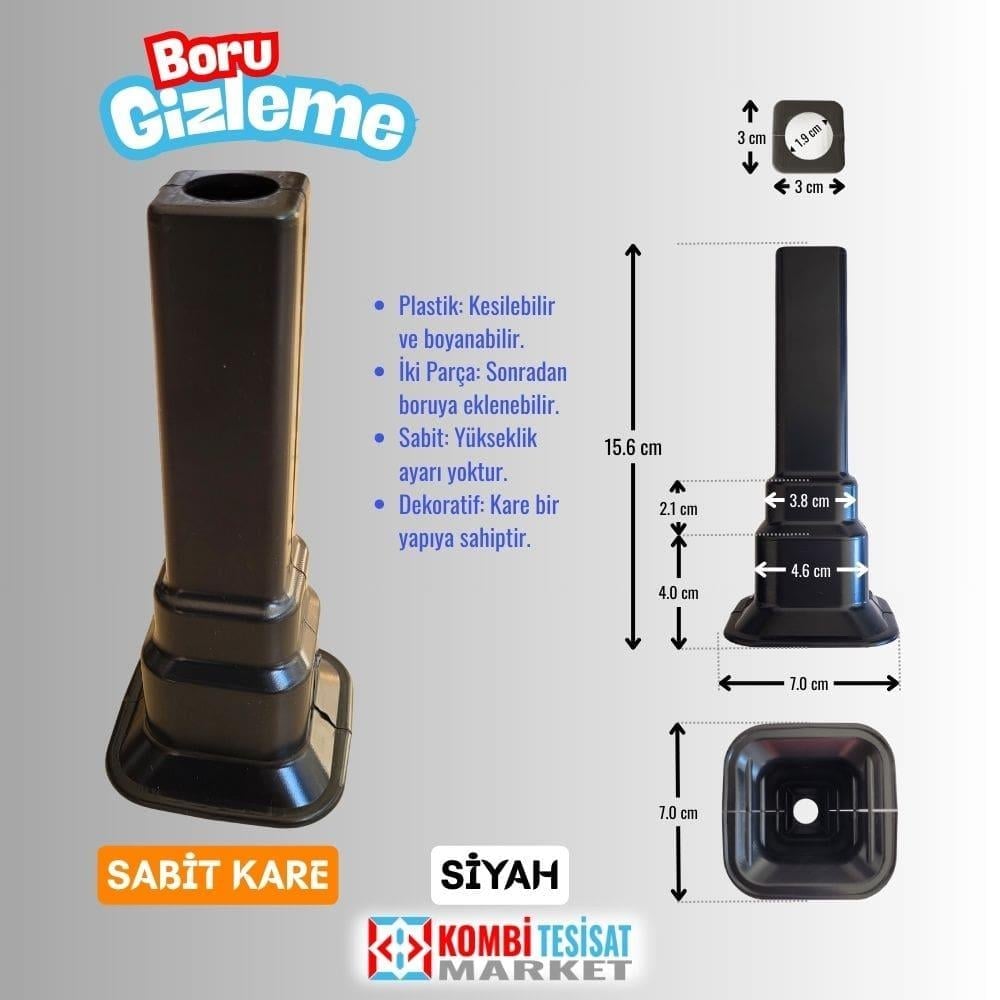 Kare Sabit Siyah Boru Gizleme