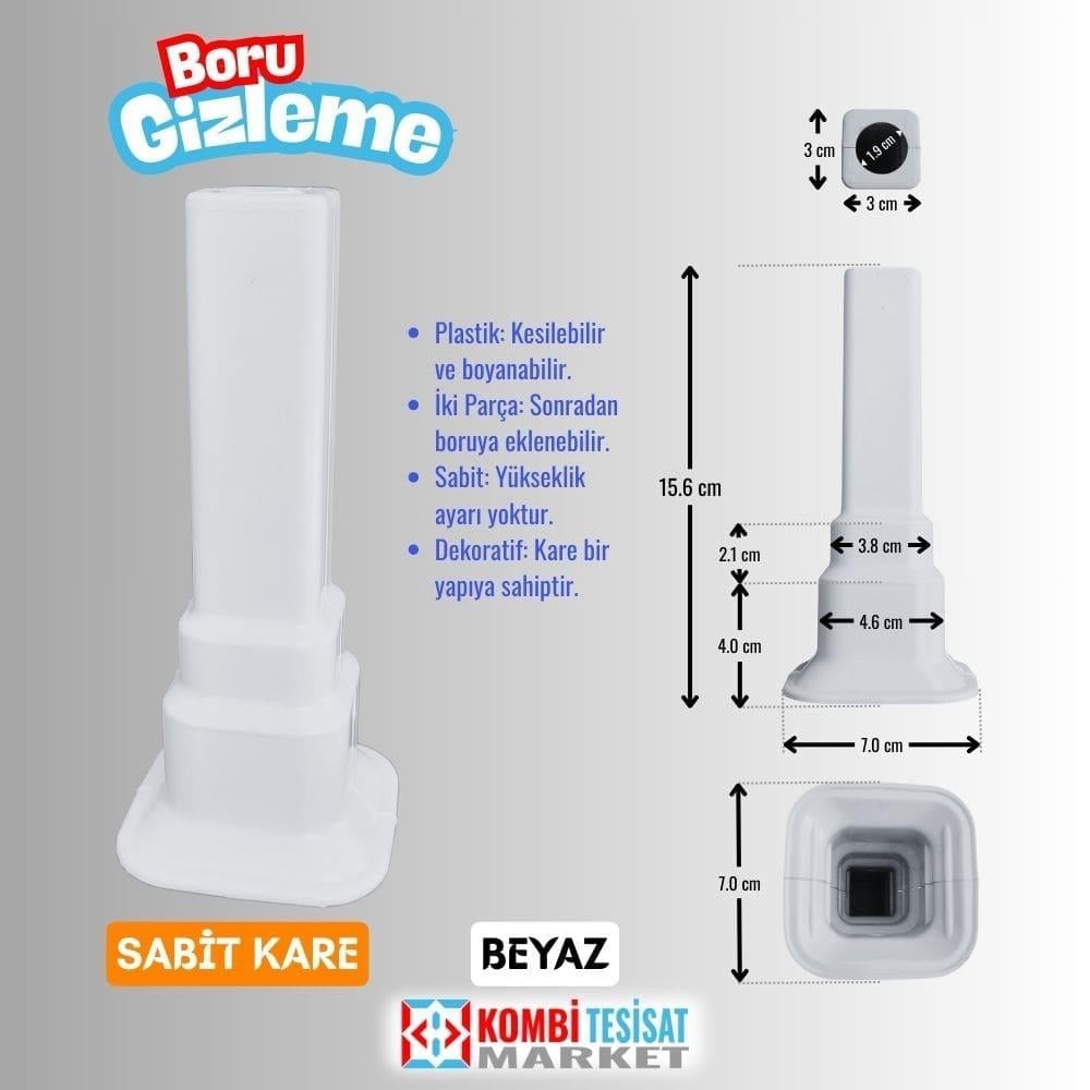 Kare Sabit Beyaz Boru Gizleme