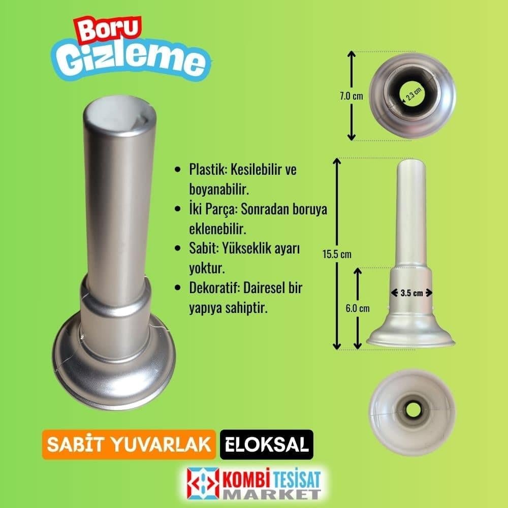 Yuvarlak Sabit Mat Eloksal Parlak GriBoru Gizleme Aparatı