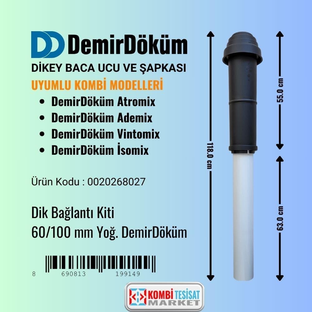 Demirdöküm Atromix Dikey Baca - Ø60/100 (Adaptör Hariç)