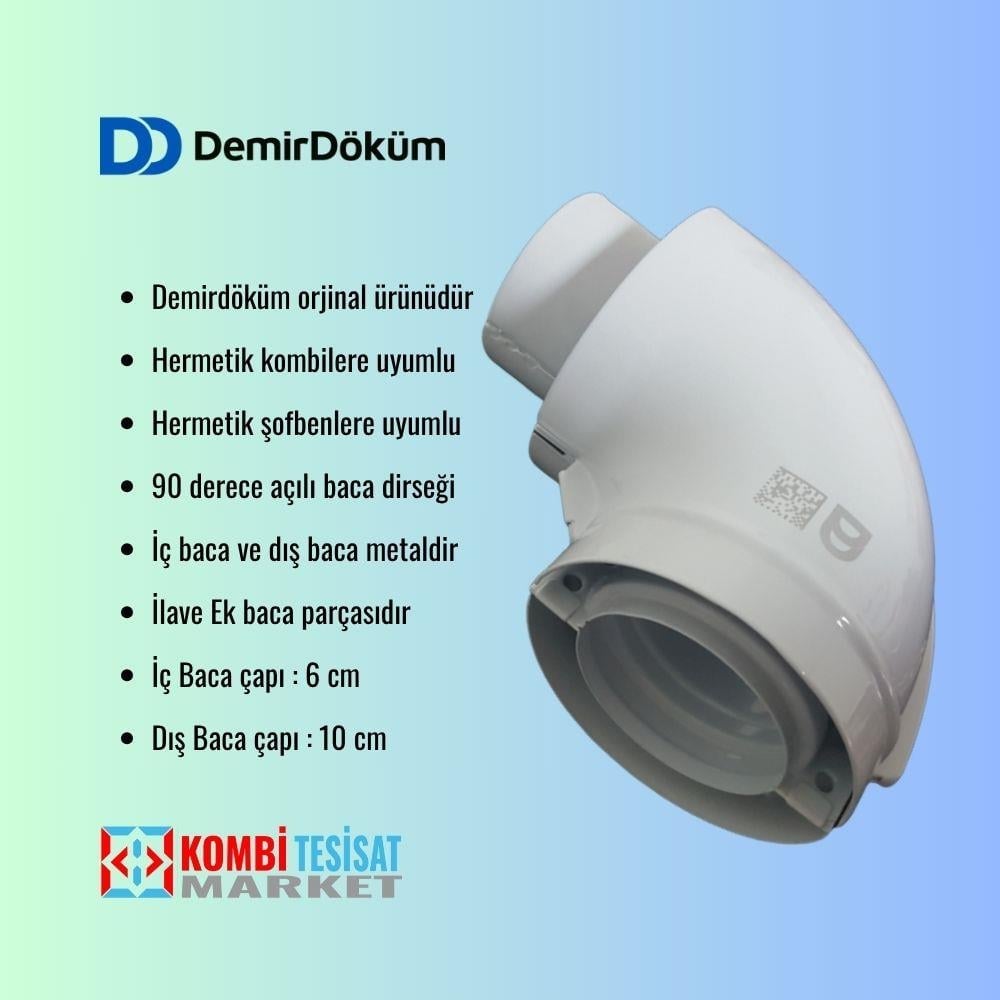 Demirdöküm Hermetik Baca Dirsek 90 Derece - Orjinal