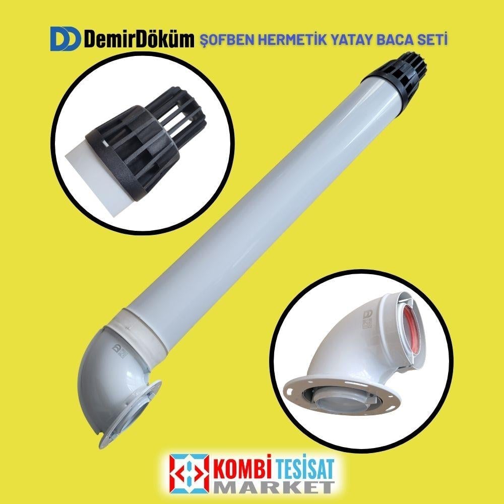 Demirdöküm L Tipi Şofben Yatay Baca Seti 60x100