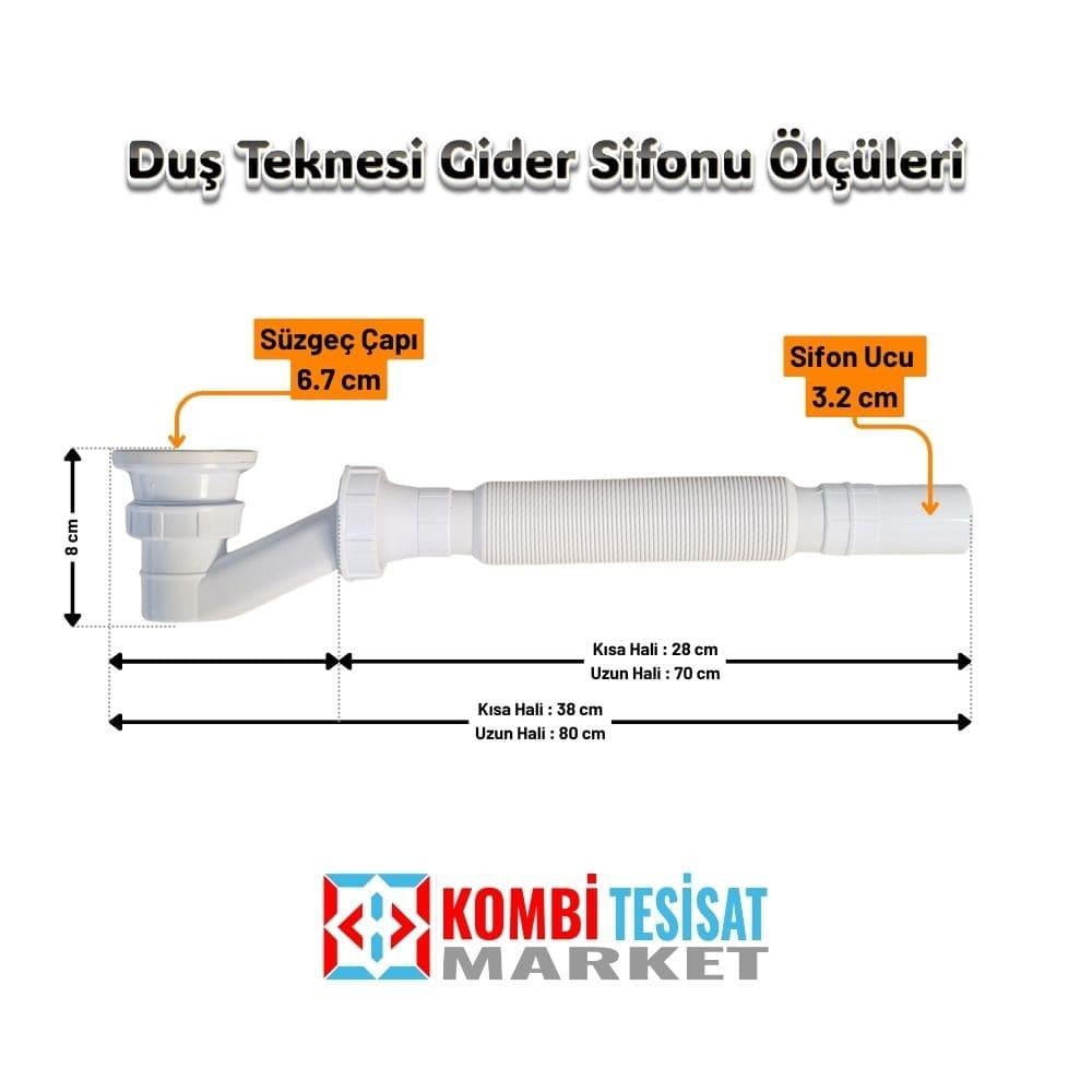Duş Teknesi Gider Bağlantı Sifonu - Körüklü Rekorlu Duş Trobleni
