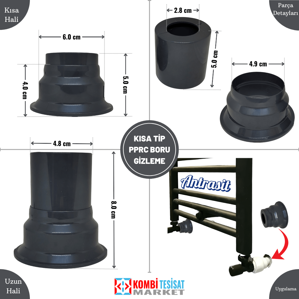 Havlupan Pprc Boru Gizleme Aparatı-Ayarlı 8 cm-Antrasit