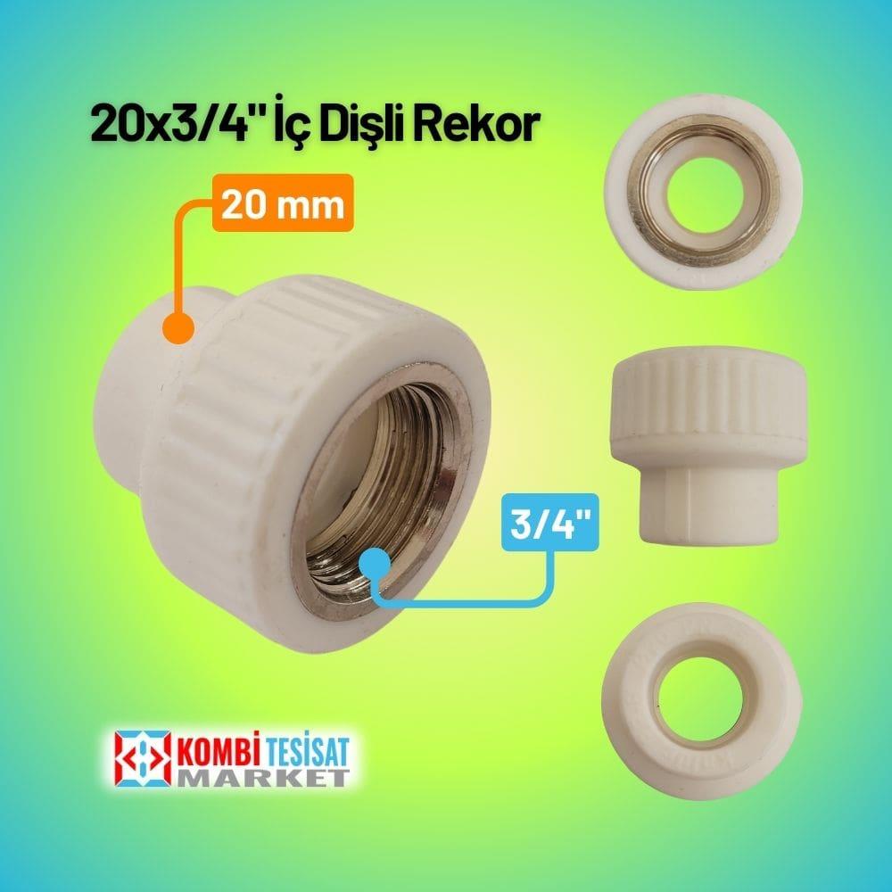 Kalde Dişi Nipel Ø20x3/4 İç Dişli Rakor
