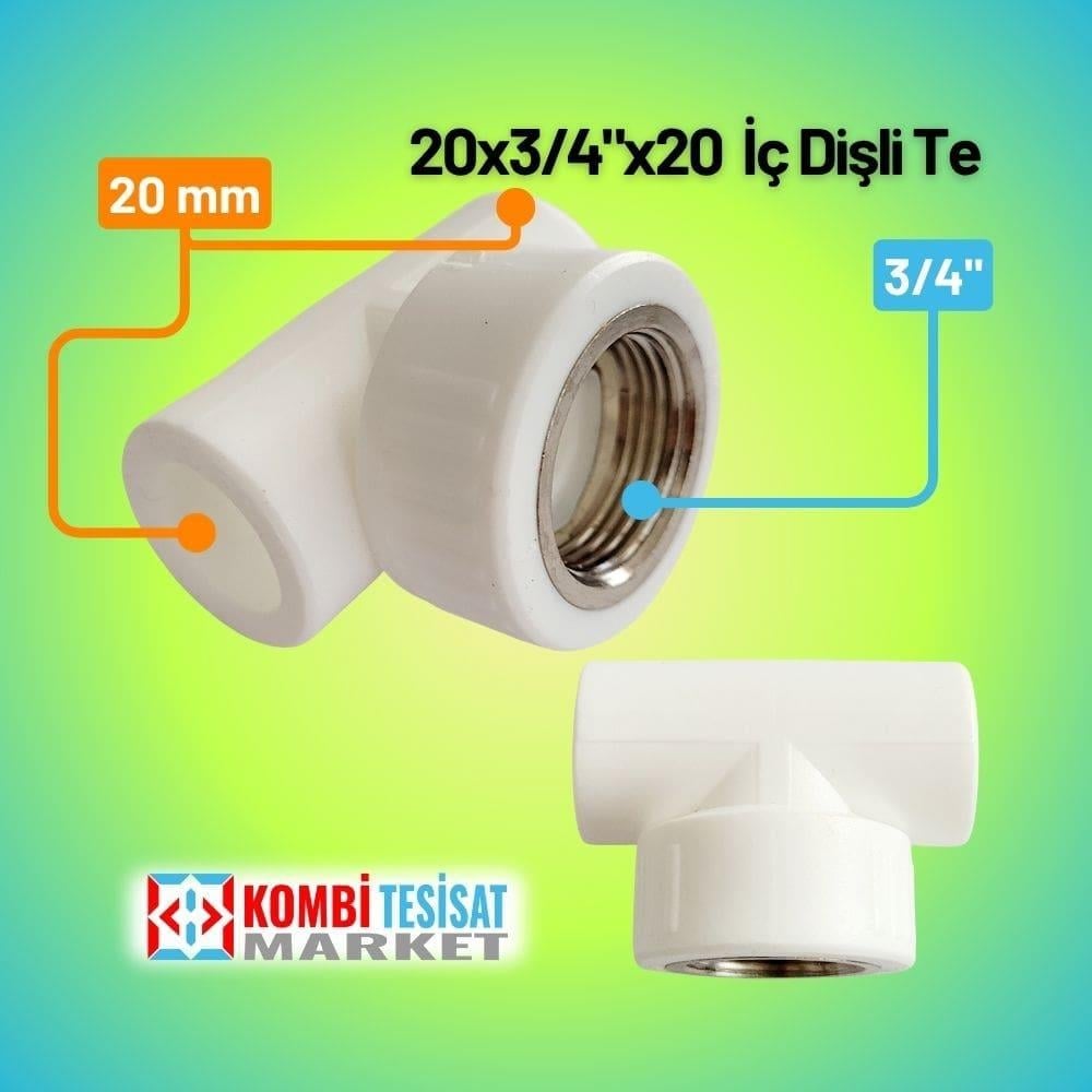 Kalde Dişi Te 20x3/4x20 Plastik İç Dişli Te