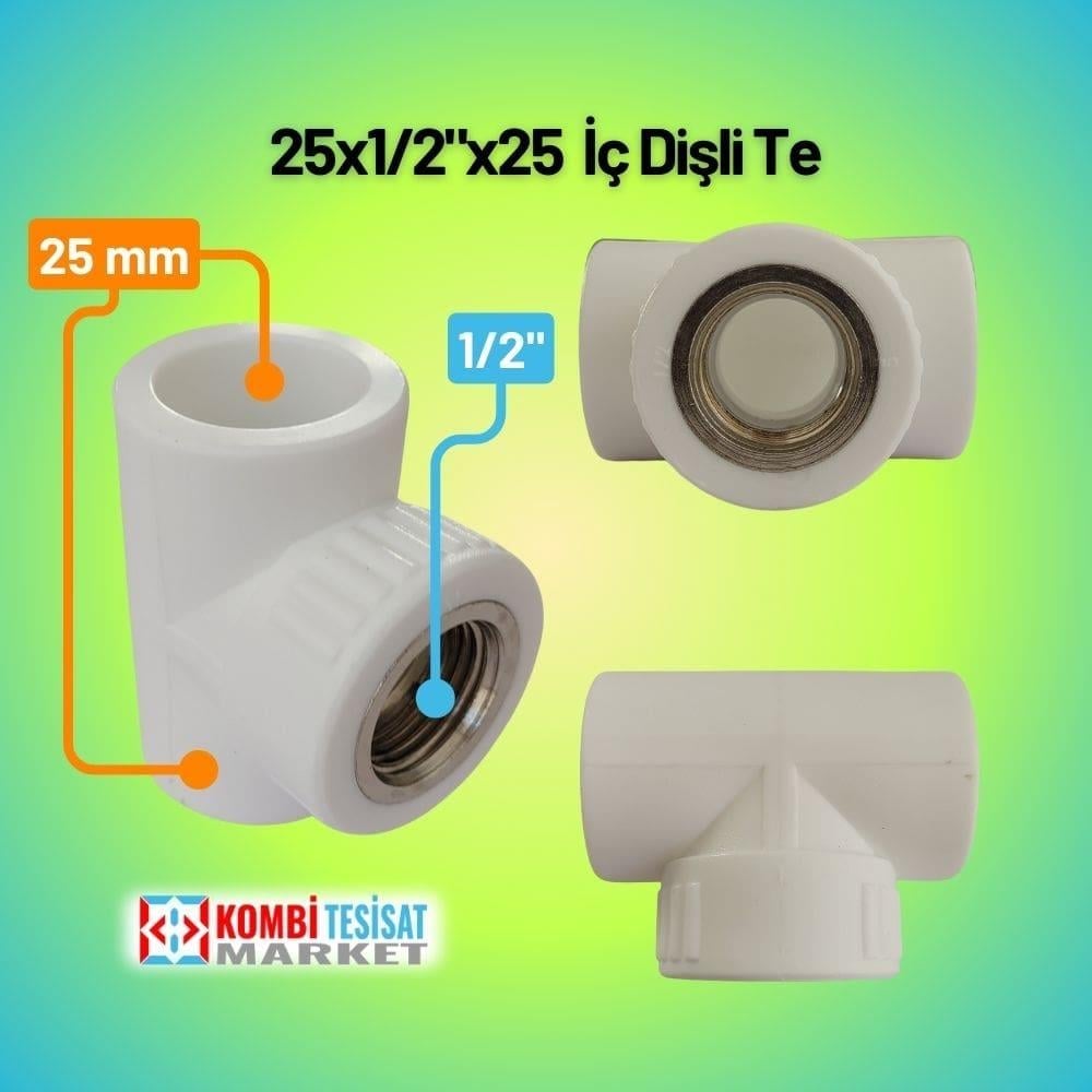 Kalde Dişi Te 25x1/2x25 Plastik İç Dişli Te