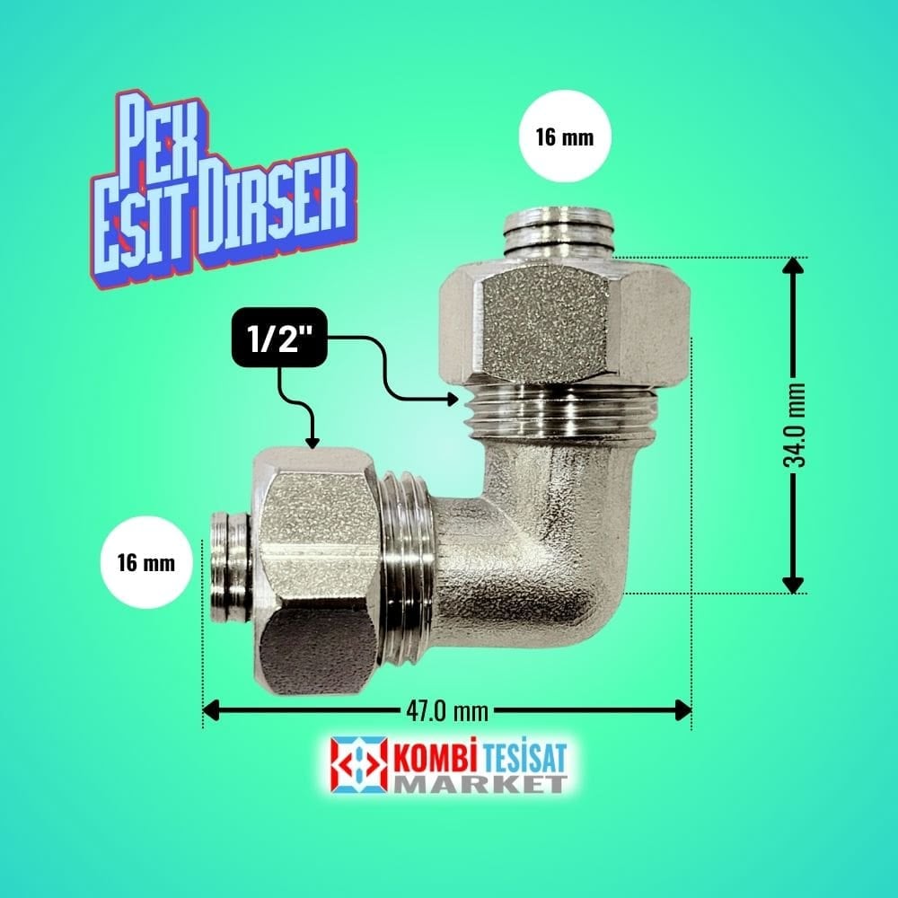 Pex Eşit Dirsek 16x16 mm