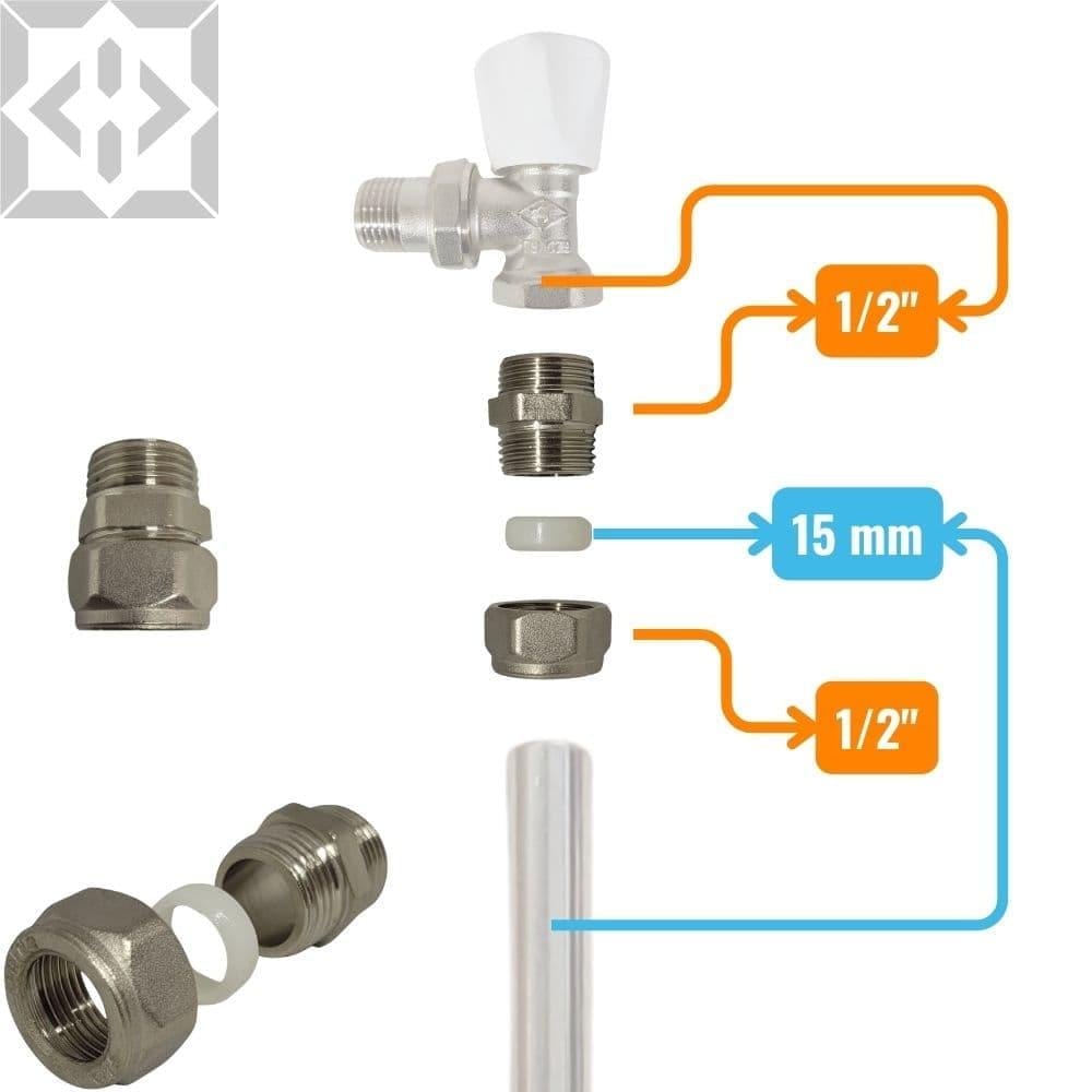 Pex Metal Boru Bağlantı Rekoru Ø15 x 1/2 Dış Dişli