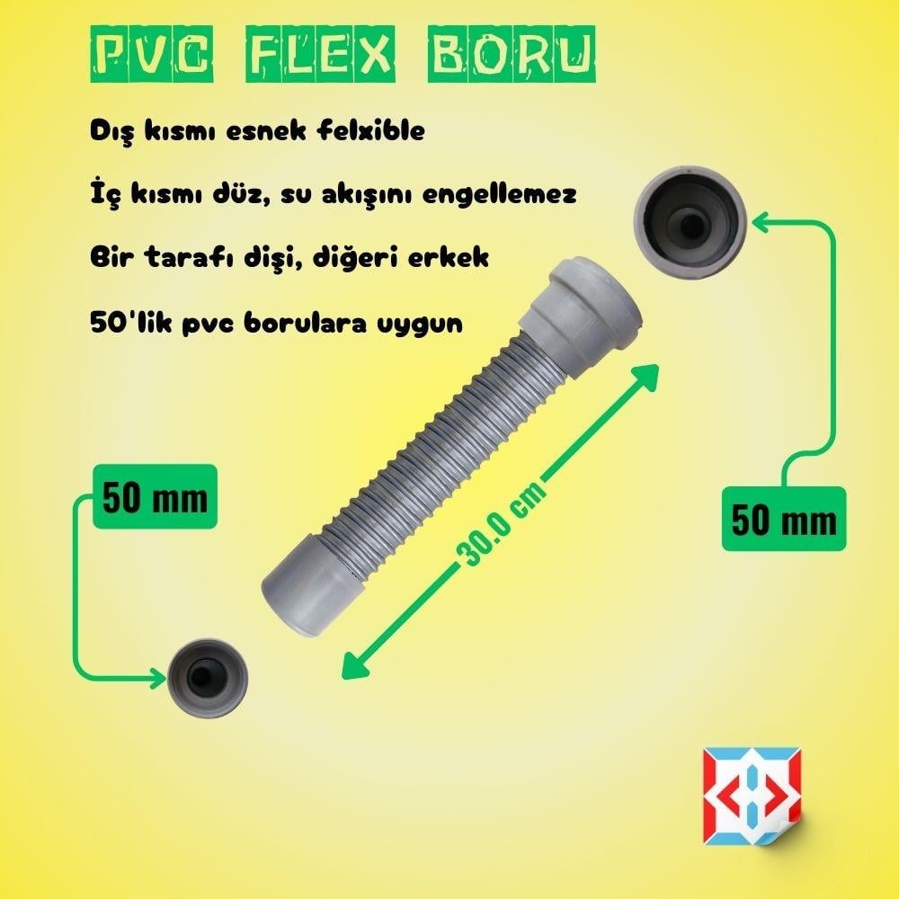 Pvc Flex Boru 50mm Esnek Kada 30 cm