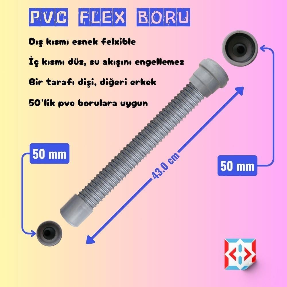 Pvc Flex Boru 50mm Esnek Kada 43 cm