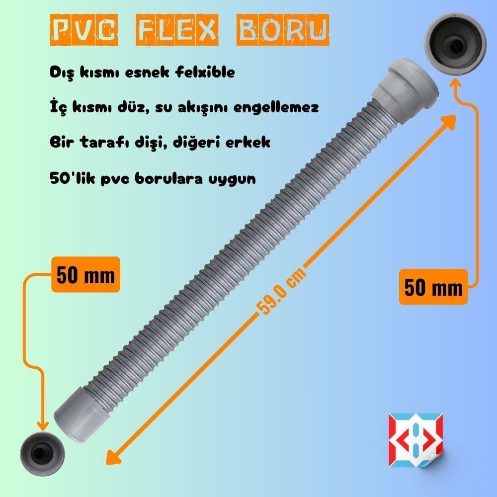 Pvc Flex Boru 50mm Esnek Kada 59 cm