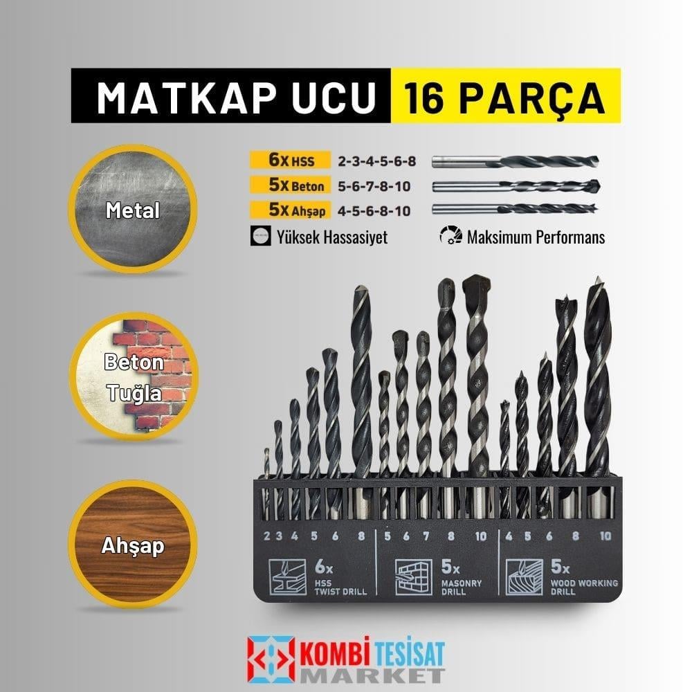 SGS 16 Parça Matkap Ucu Seti Ahşap-Metal-Beton