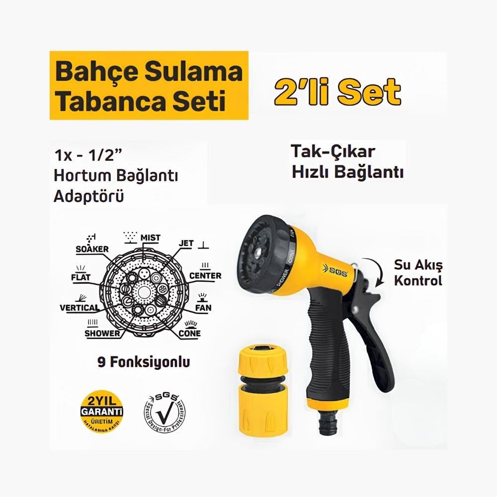 SGS 9 Fonksiyonlu Sulama Tabancası (2 Parça Set)
