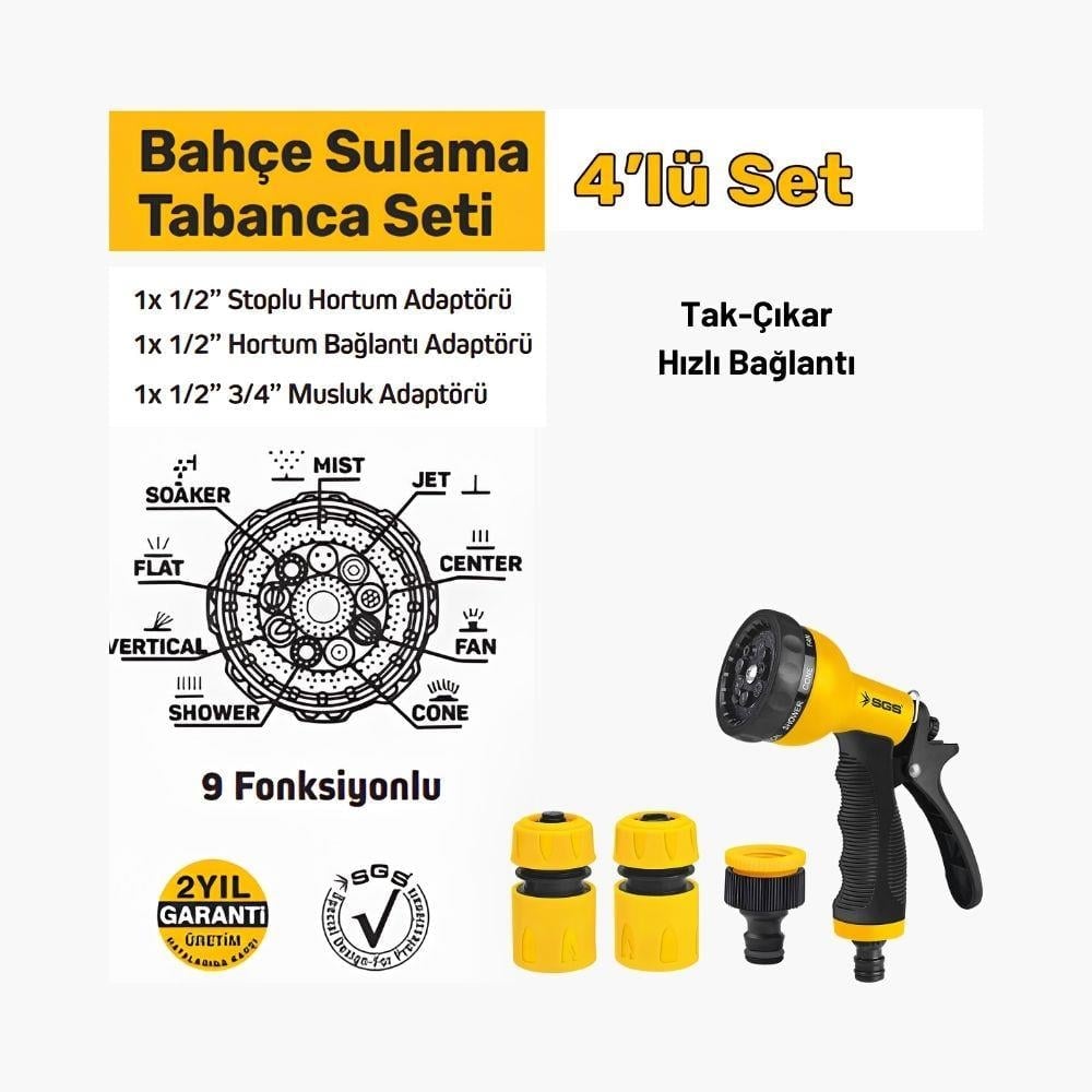 SGS 9 Fonksiyonlu Sulama Tabancası (4 Parça Set)