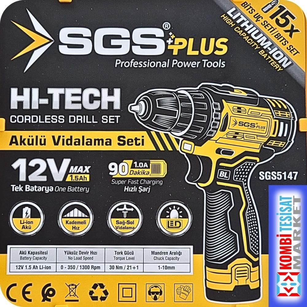 SGS Akülü Vidalama Seti 12 Volt (1x1.5Ah) Özel Kutu ve Bits Uç Seti Hediye