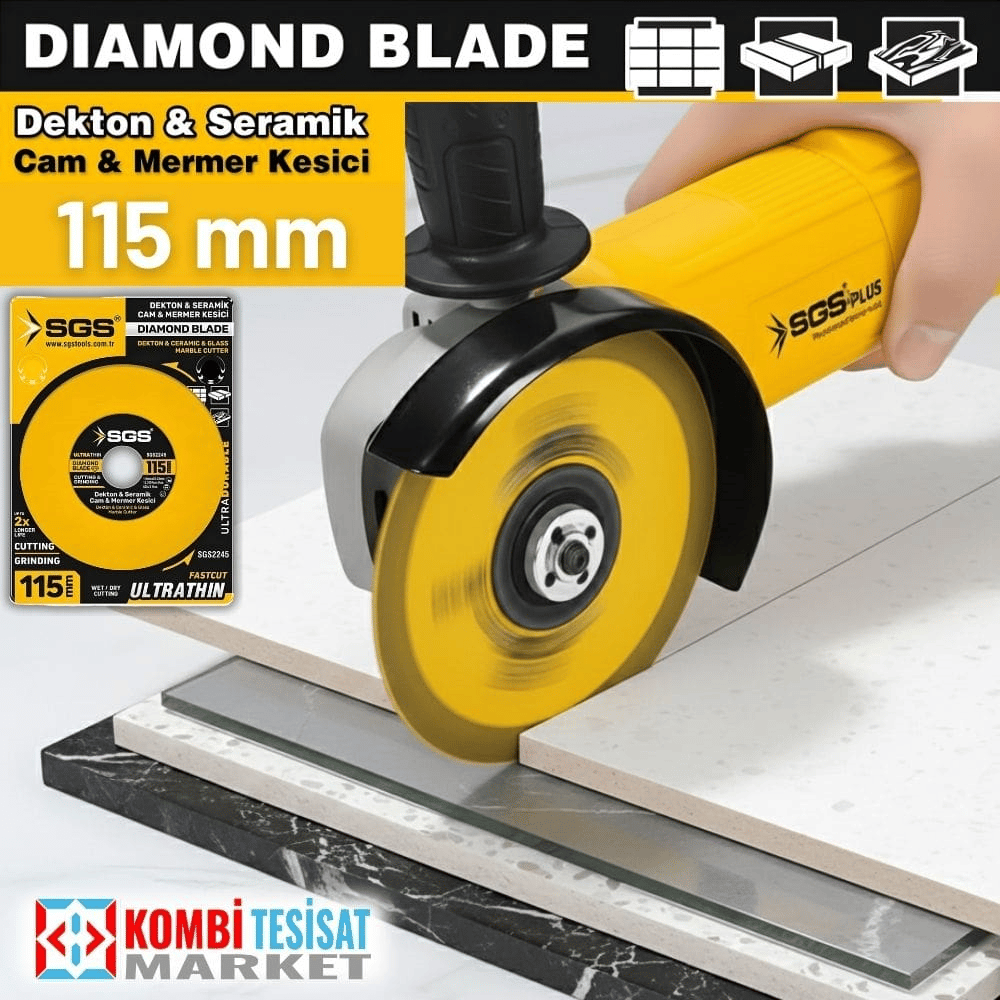 SGS Cam-Dekton-Seramik-Mermer Hassas Elmas Kesici 115 mm