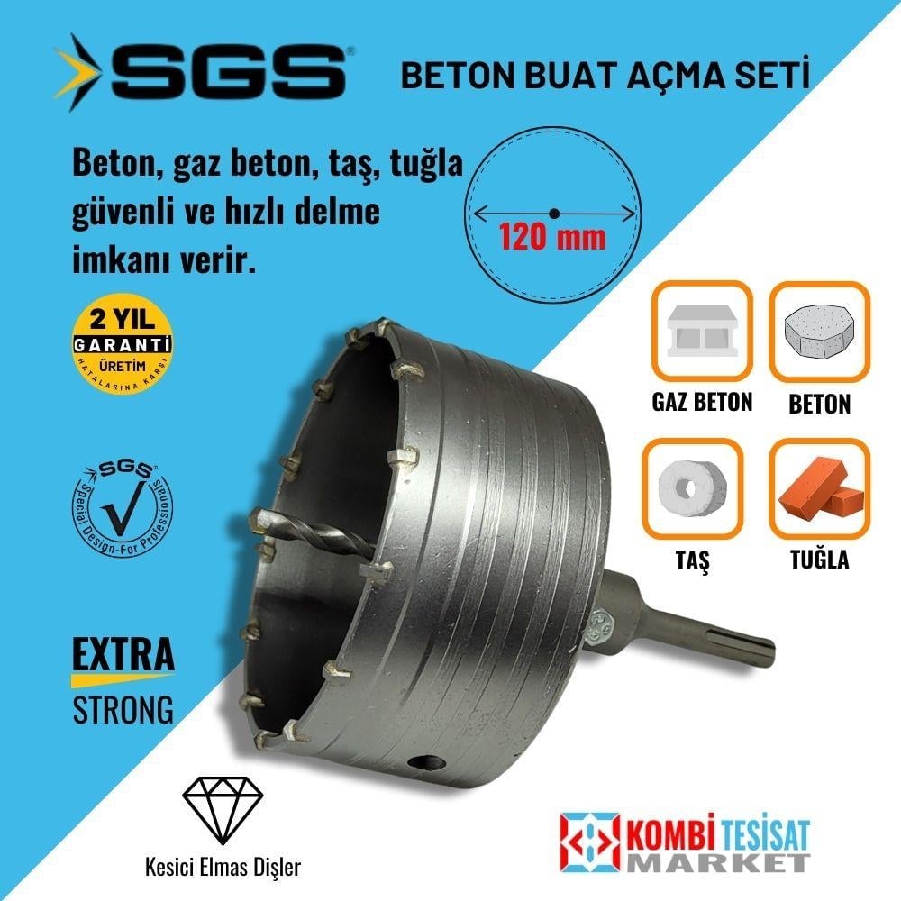 SGS 120 mm Elmas Uçlu Beton Delme Seti