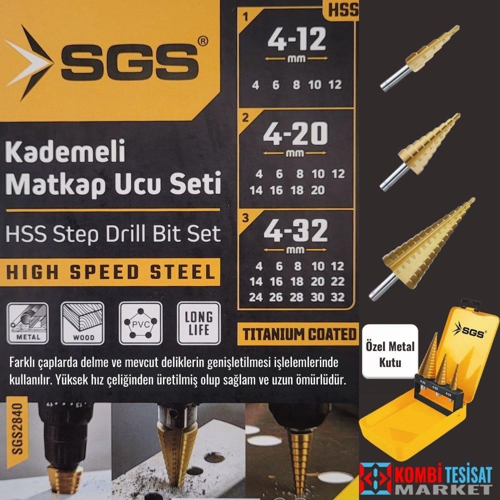 SGS HSS Kademeli Matkap Uç Seti [4-12]-[4-20]-[4-32] mm