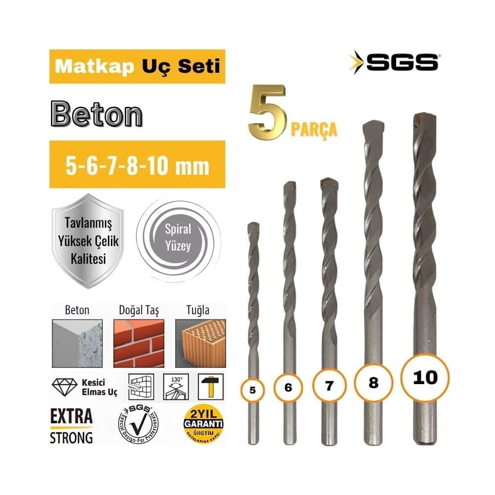 SGS Matkap Uç Seti Beton 5 Parça