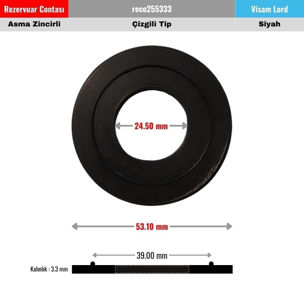 Visam Lord Rezervuar Tahliye Contası 25x53 mm Çizgi Setli Siyah