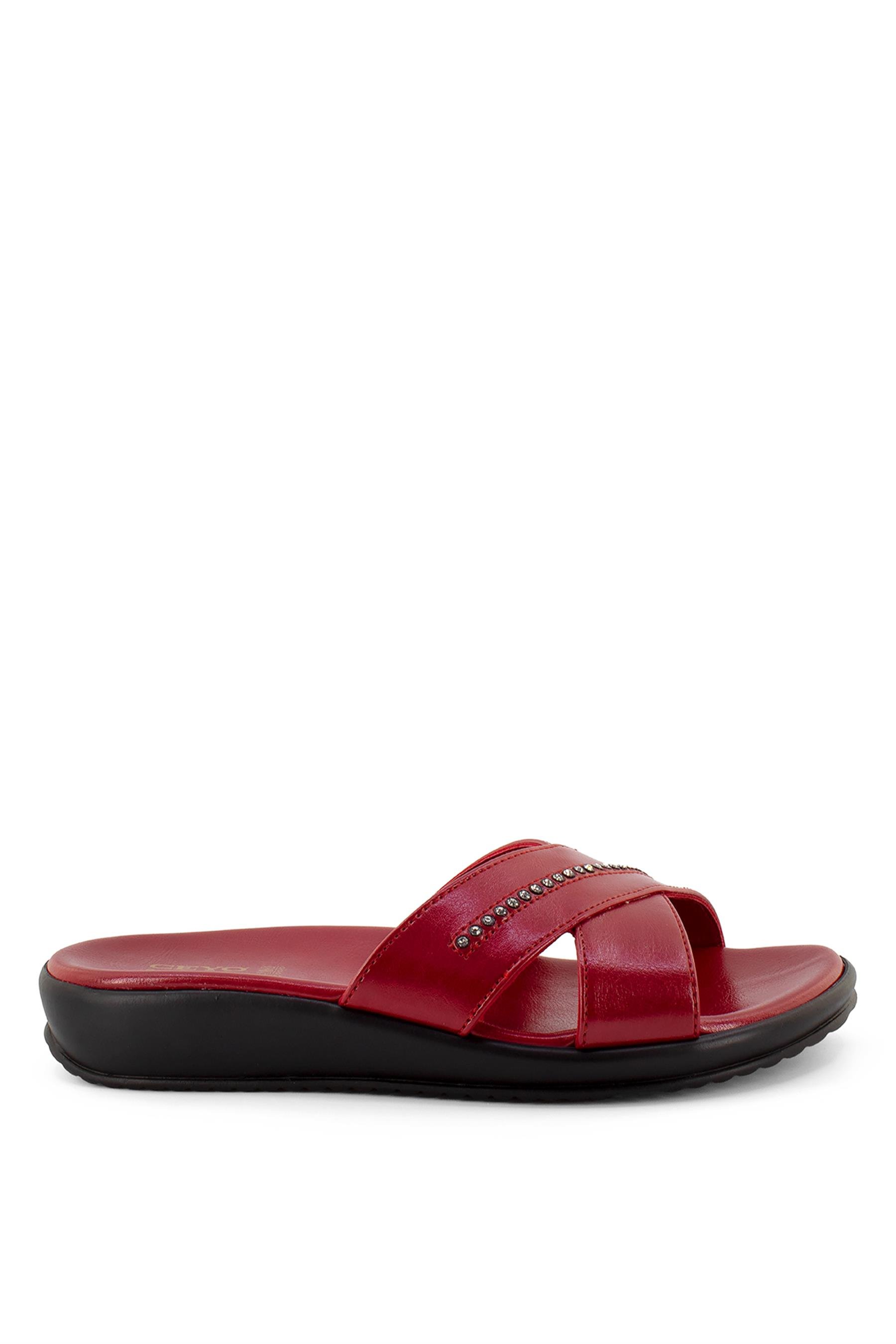 Ceyo 9200-16 Kadın Terlik Kırmızı - Ayakkabı Fuarı Elit