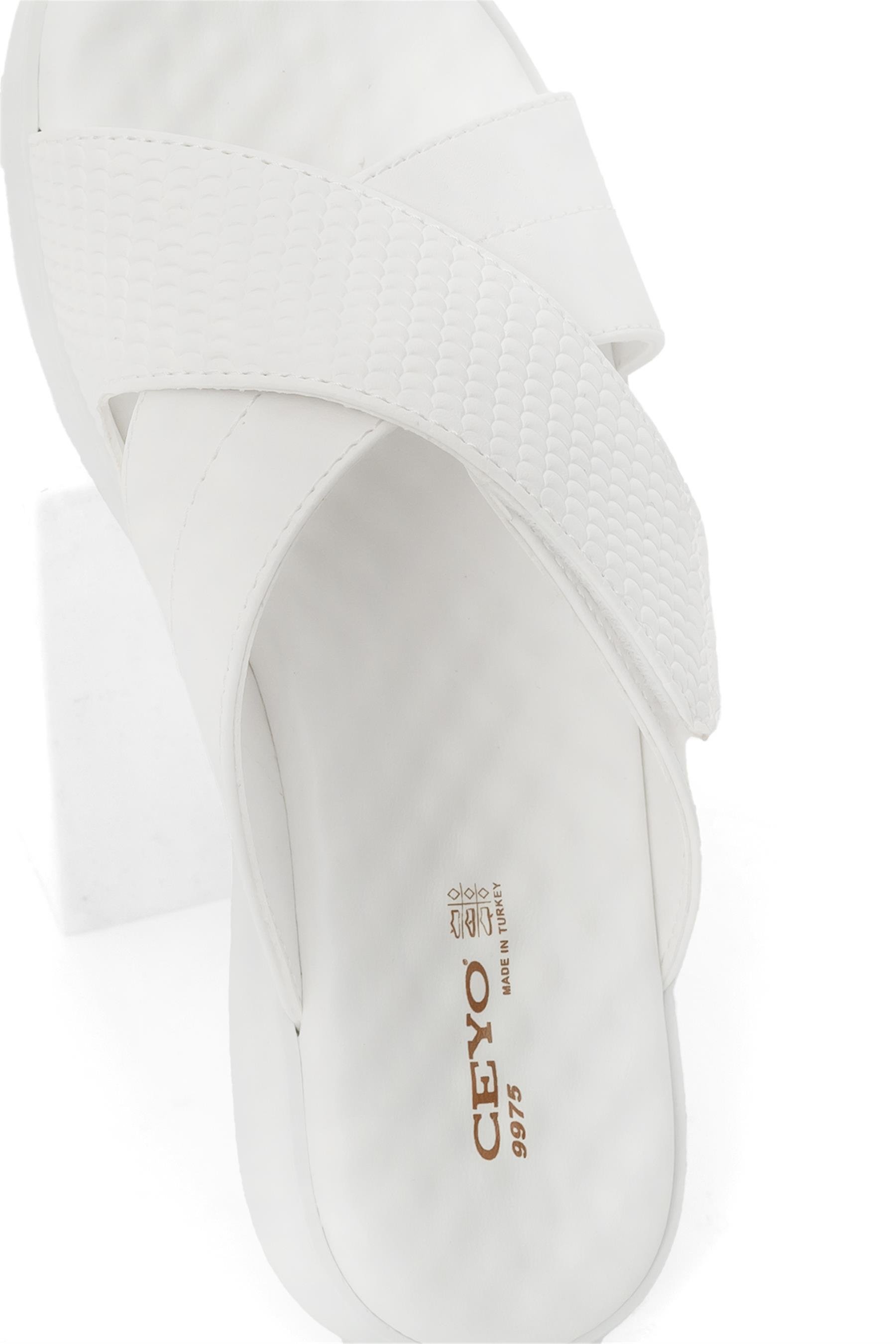 Ceyo 9975-10 Kadın Terlik Beyaz - Ayakkabı Fuarı Elit