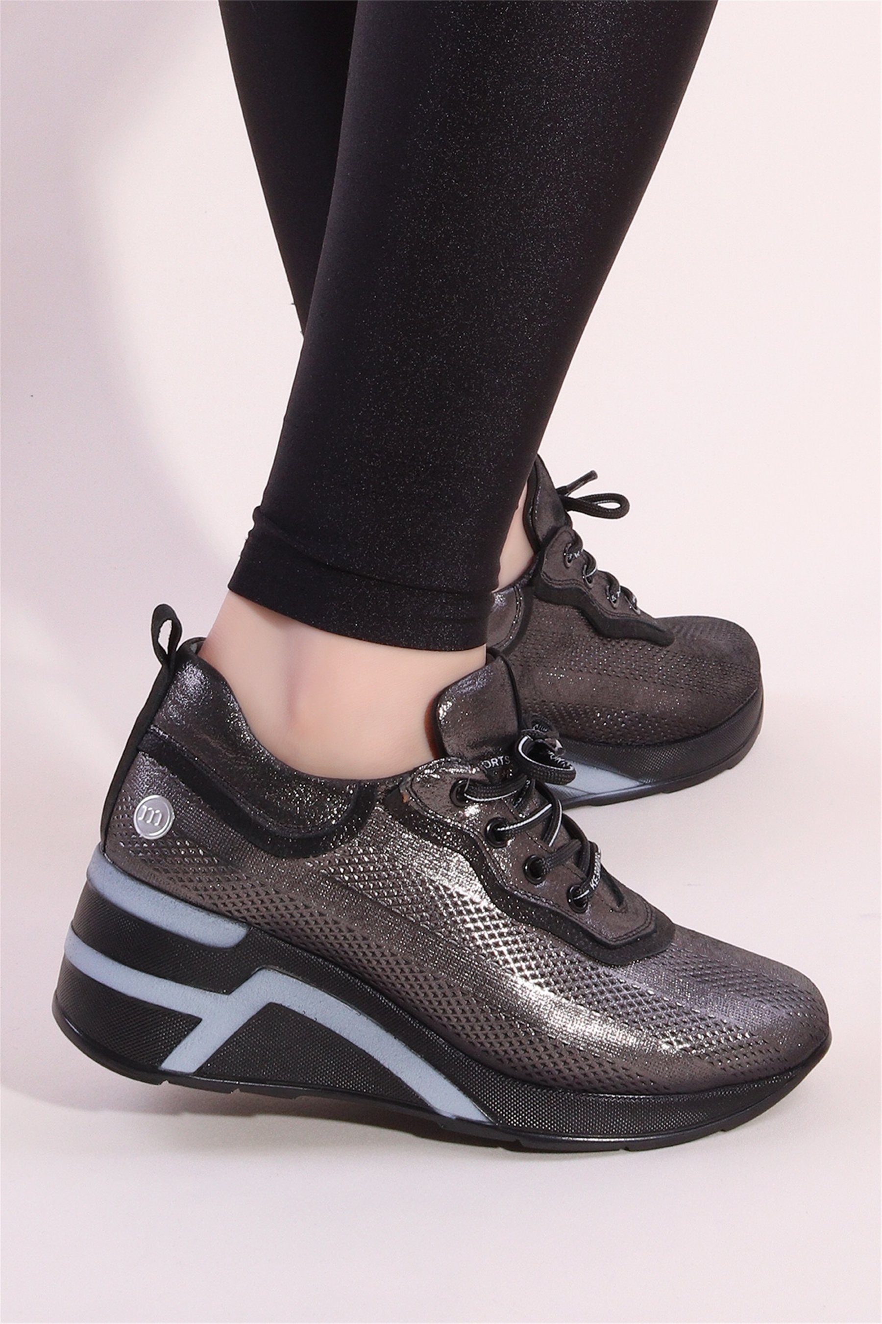Mammamia 22YA-280C Kadın Dolgu Topuk Ayakkabı Platin - Ayakkabı Fuarı Elit