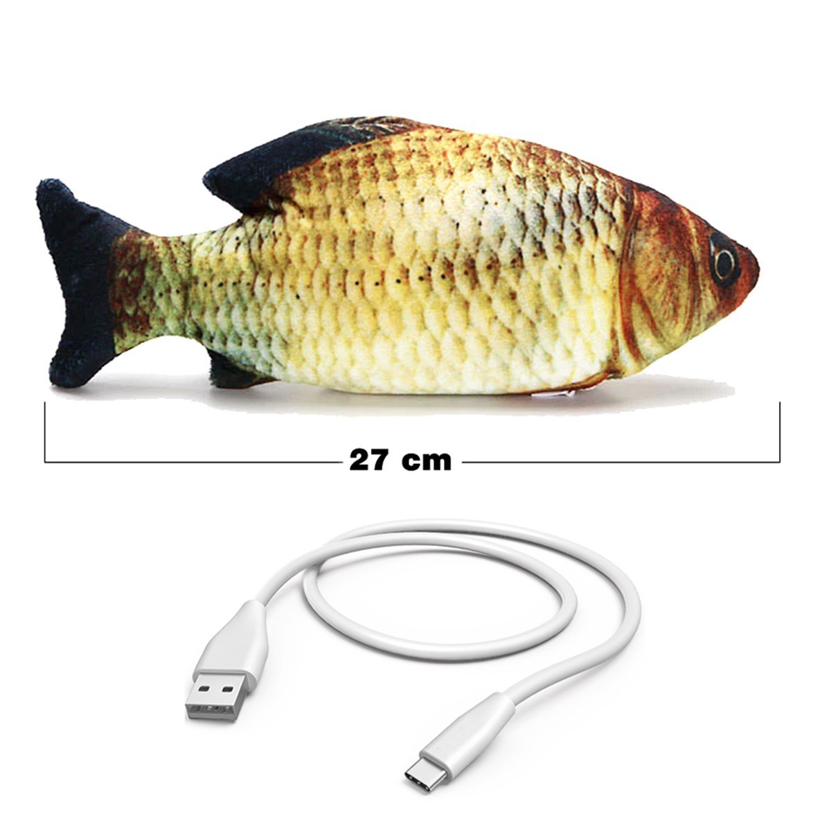 Markapet Kedi Oyuncağı Şarjlı Hareketli Balık 11-27 cm Sarı