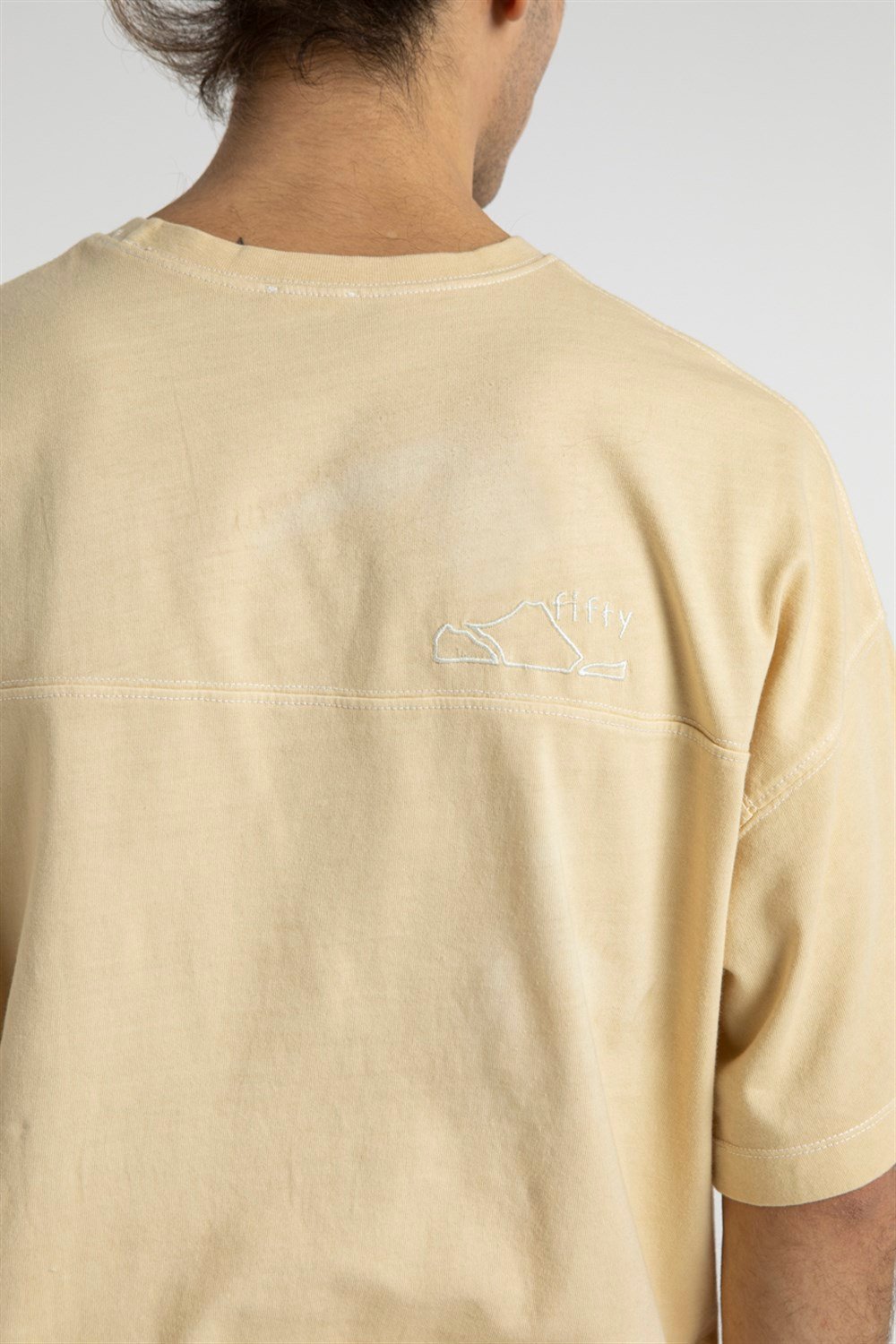 Men s Stitching Detailed Dropped Shoulder T shirt