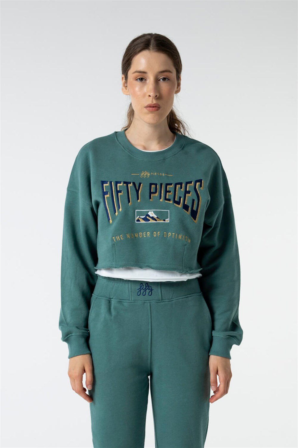 Women s Vintage Green Oversize Crop Sweatshirt