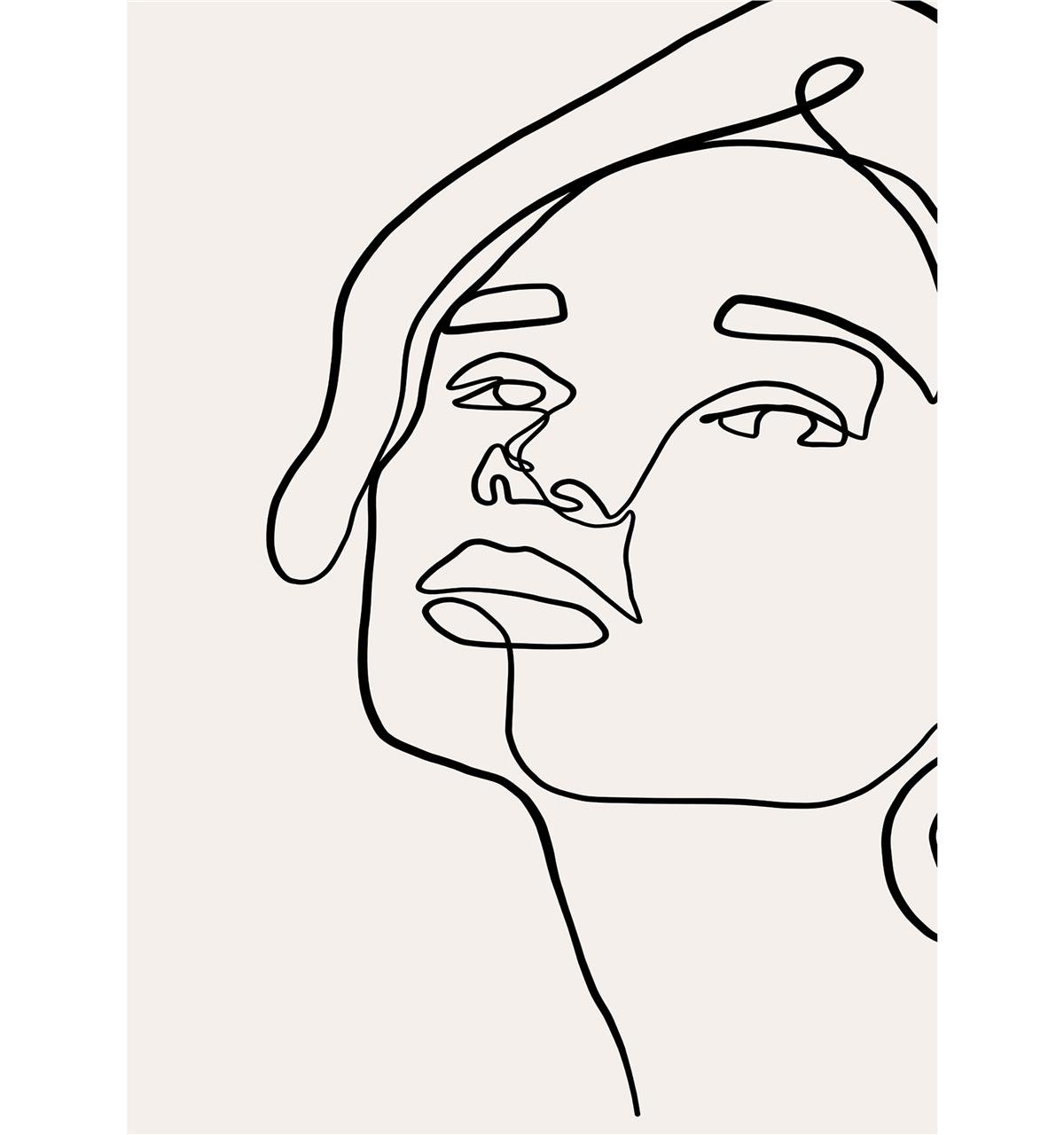 Minimal Siyah Tek Çizgi Kadın Çizimi Kanvas Baskı Tablo