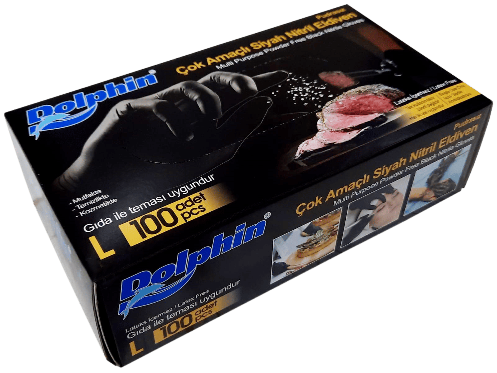 Dolphin Nitril Siyah Eldiven (L) 100'lü | Efepa Temizlik ve Ambalaj Ürünleri