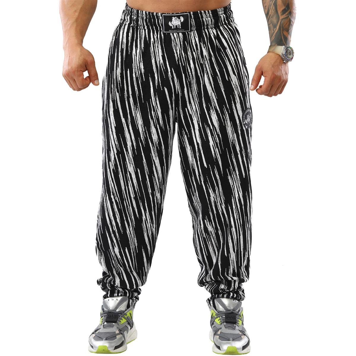 Men's Striped Bodybuilding Baggy Workout Pants