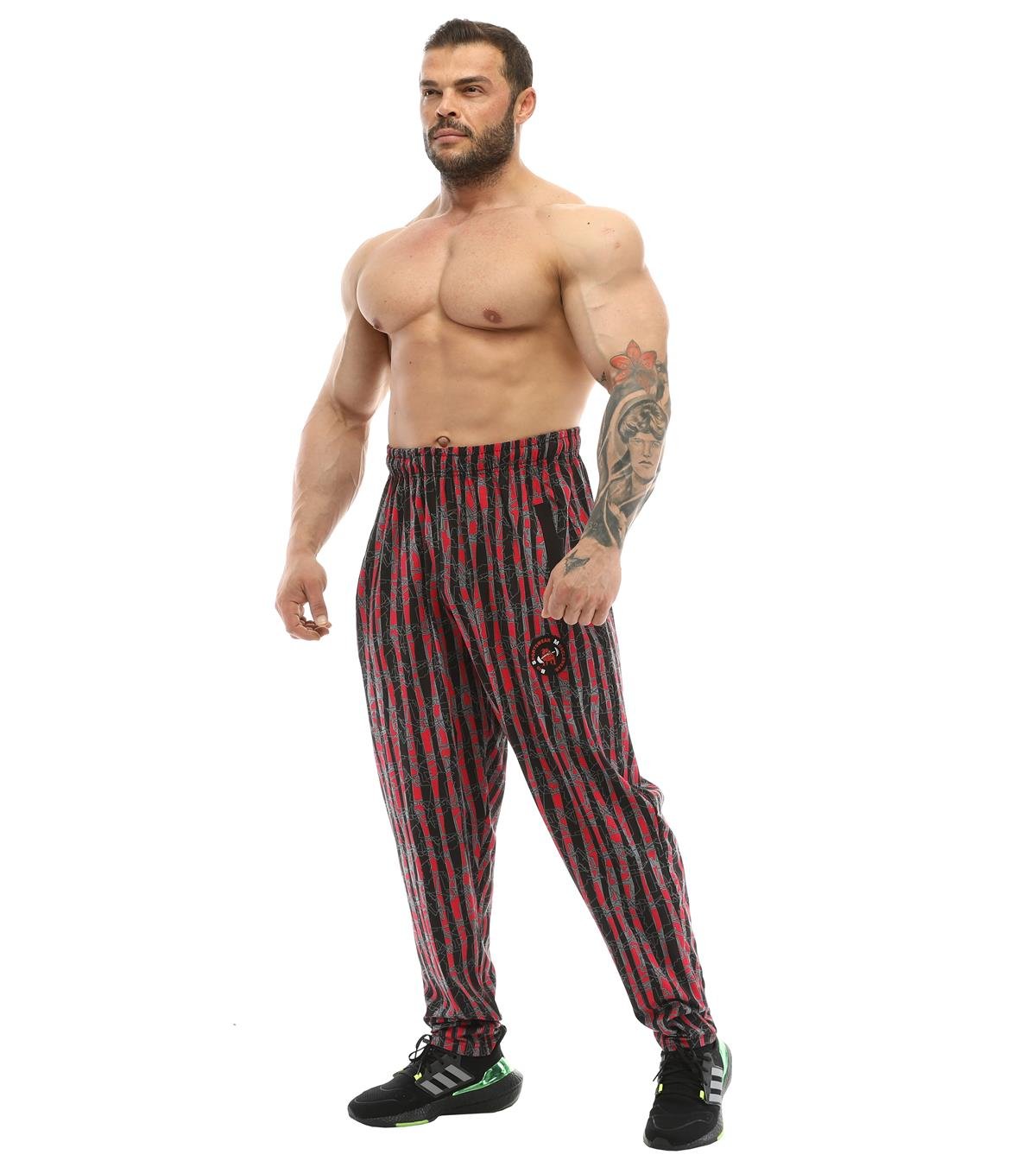 Men's Striped Bodybuilding Baggy Workout Pants