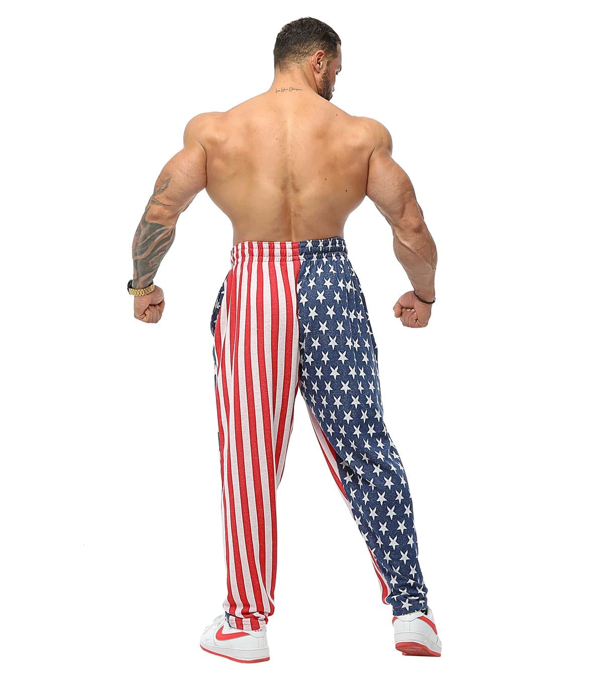 American Flag Print Wide-Leg Sweatpants
