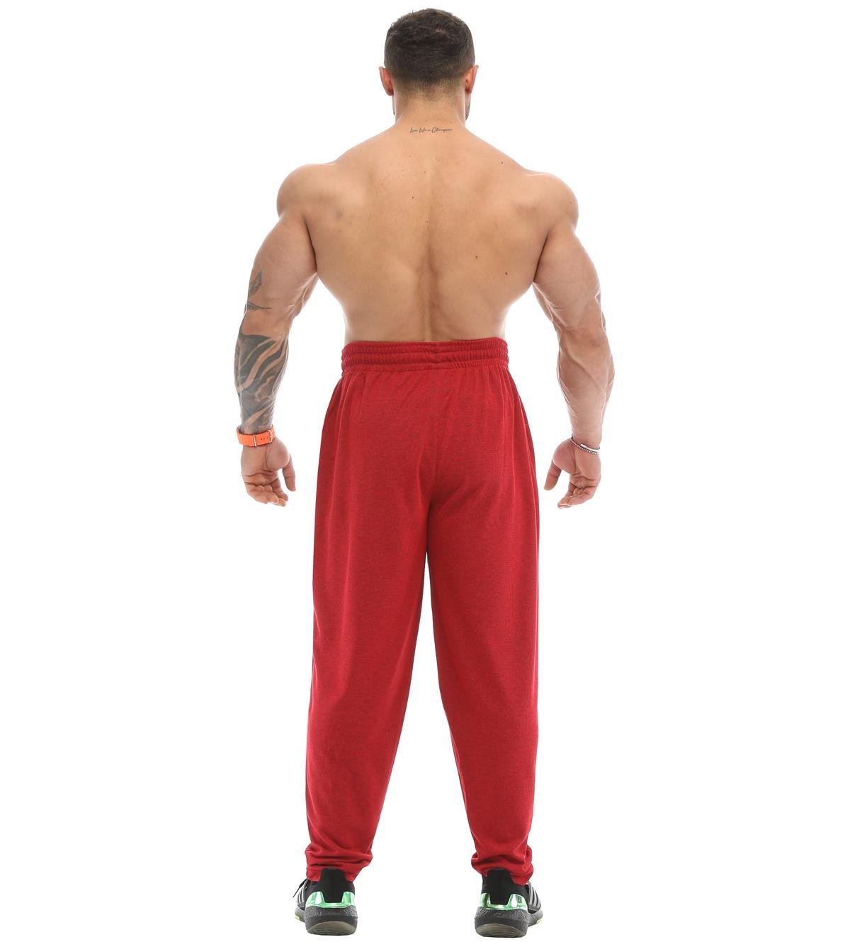 Men's Loose Fit Sweatpants with Pockets, Baggy Pants BGSM PNT1378-Black&Red