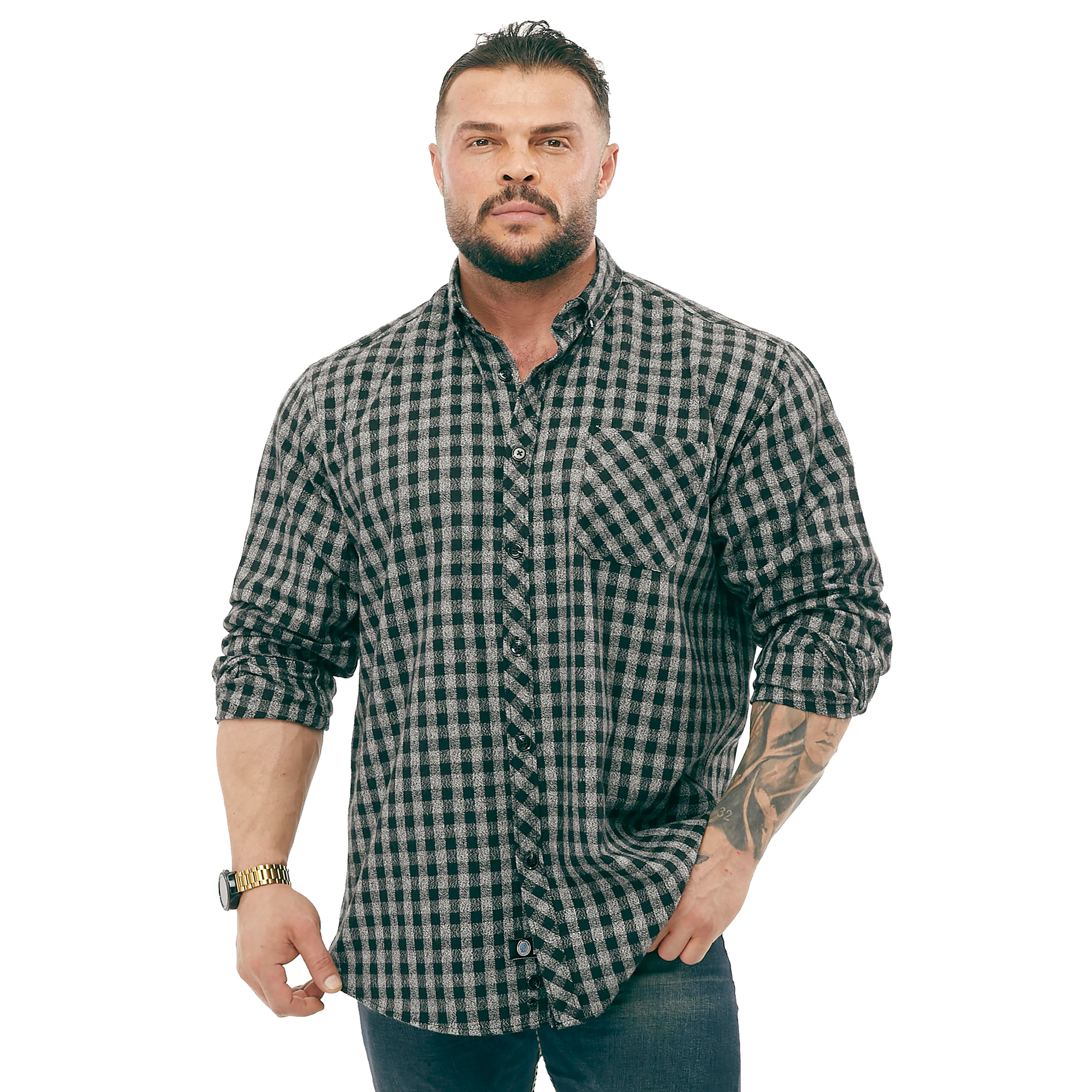 Men's Oversize, Long Sleeve Winter Shirts BGSM 5055-Black Men's Oversize, Long Sleeve Winter Shirts BGSM 5055-Black
