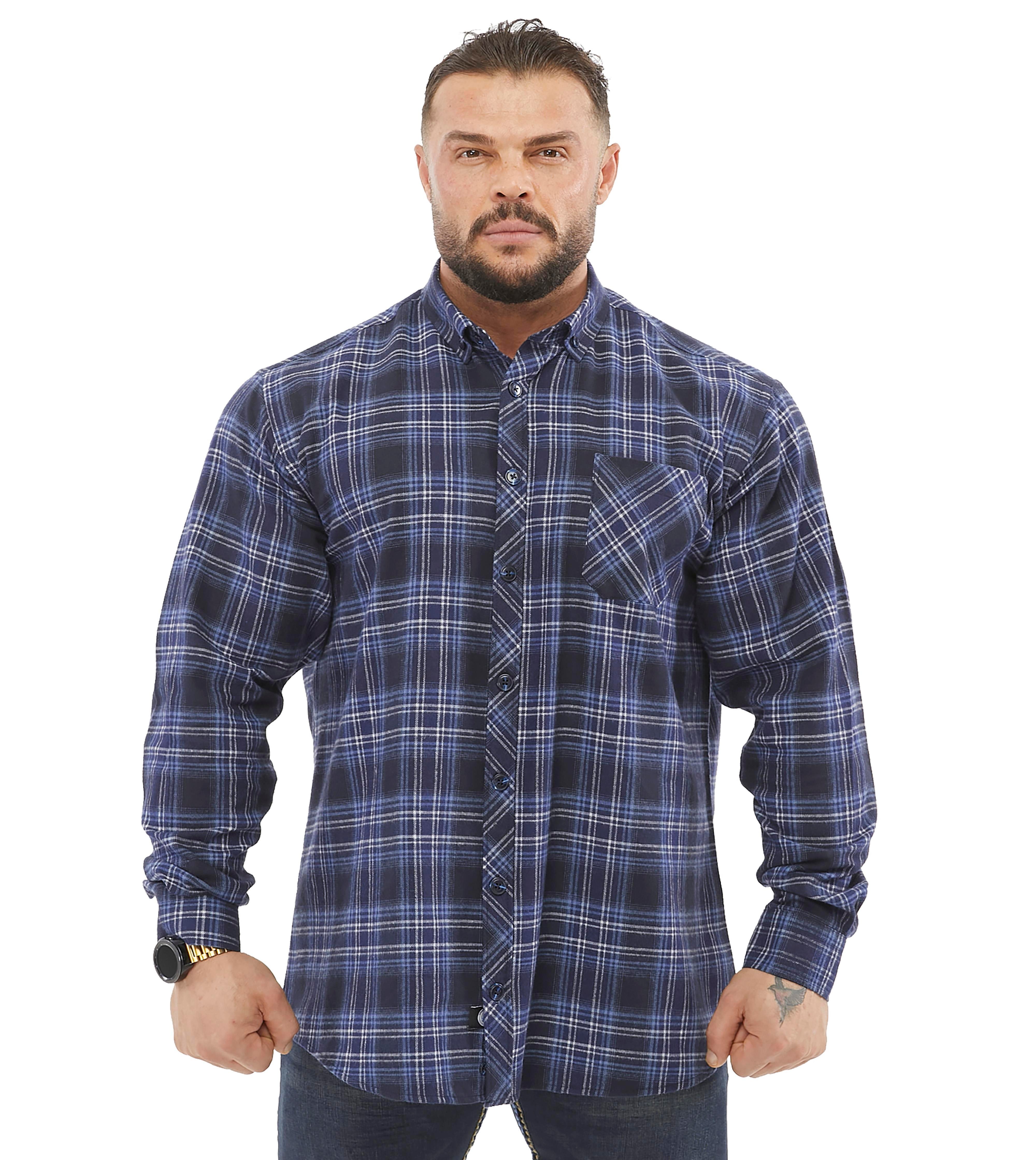 Men's Oversize, Long Sleeve Winter Shirts BGSM 5055-Blue