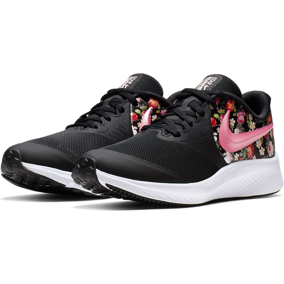 Nike star runner black floral sales