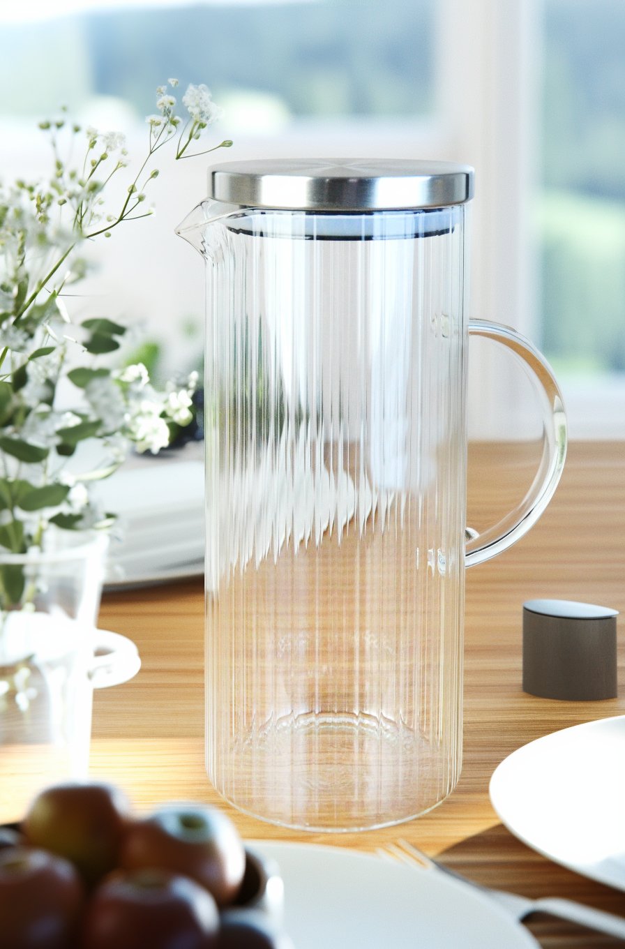 PAÇİ-ALISA 1500 ML ÇİZGİLİ METAL KAPAK CAM SÜRAHİ