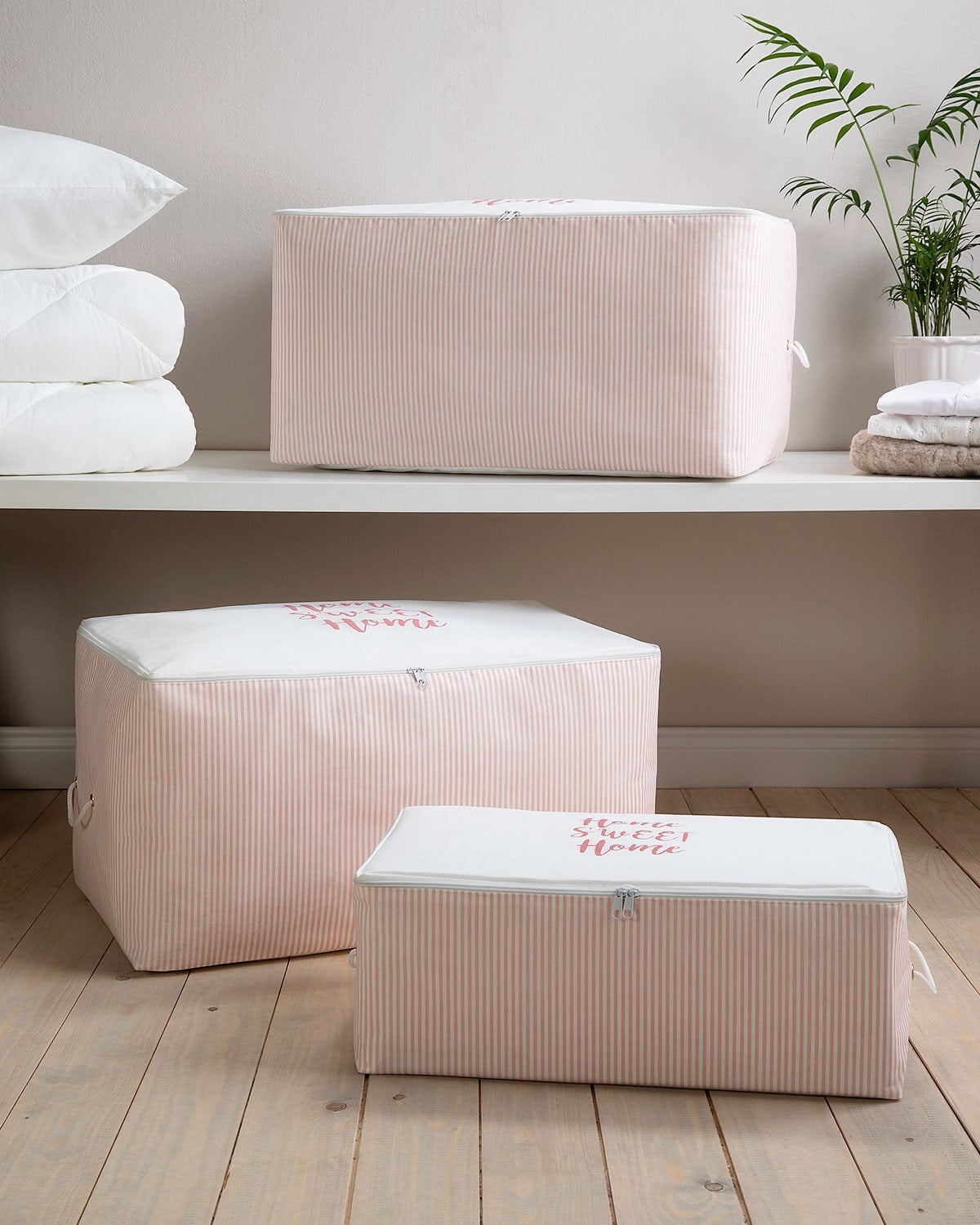Pembe Çizgili Baskılı Hurç Set 3'lü - Ocean Home Textile