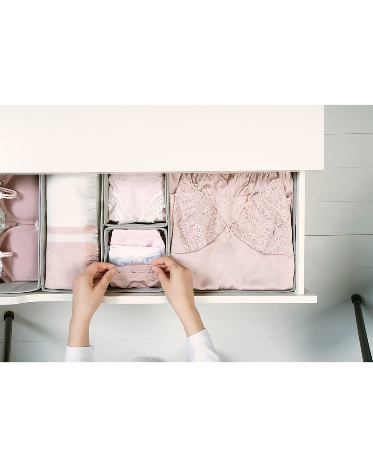 Gri Çizgili Çekmece İçi Organizer Set - Ocean Home Textile